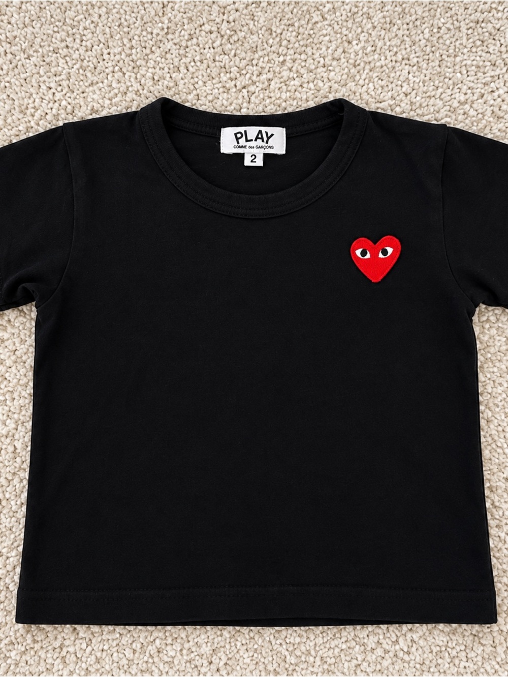 Comme des Garçons PLAY Black Tee with Red Heart Patch
